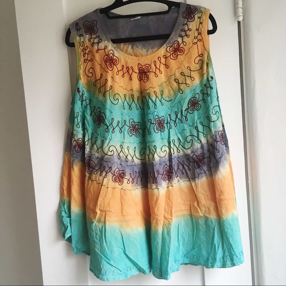 Embroidered/Tie-Dye Tunic
